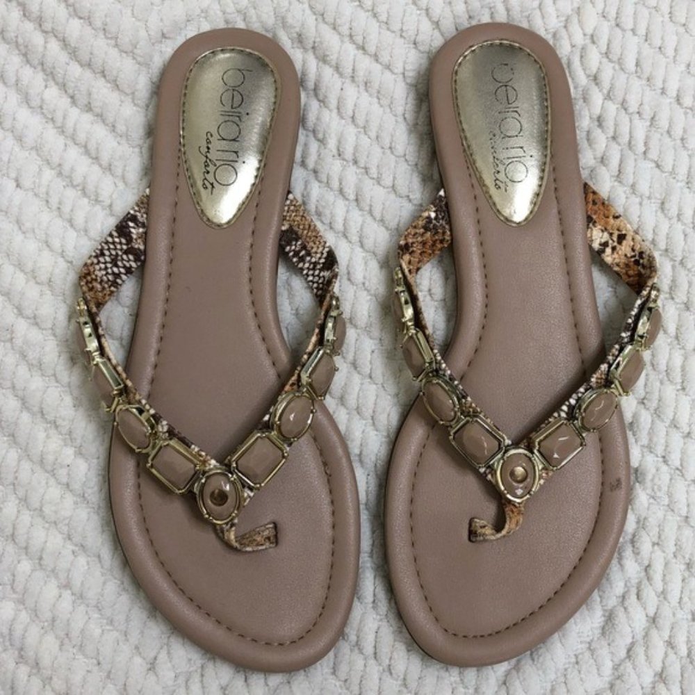Beira Rio Comfort Taupe Embellished Sandals, 37